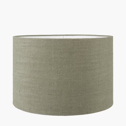 Edward 50cm Pistachio Green Linen Cylinder Lampshade – Soft Colour with Natural Rustic Texture