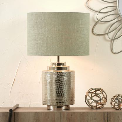 Edward 45cm Pistachio Green Linen Cylinder Lampshade | Rustic Shade