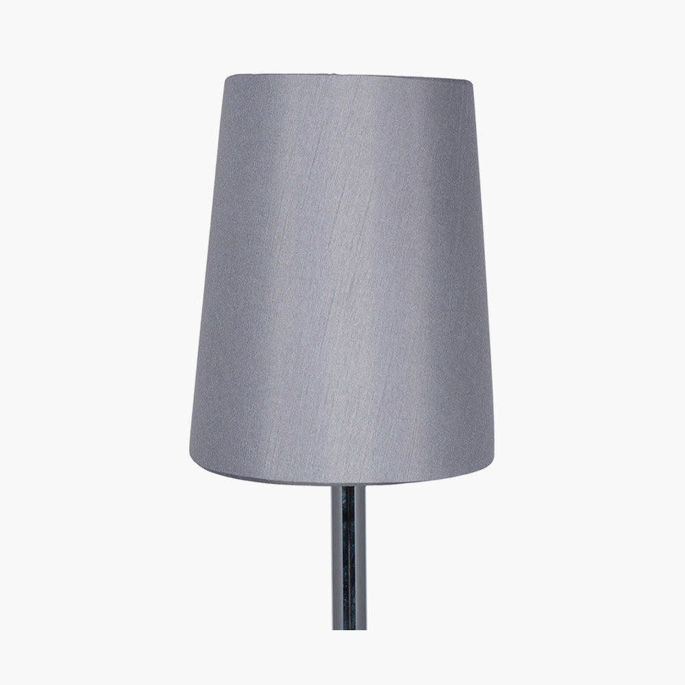 Martha 30cm Steel Grey Oval Silk Mix Tapered Lampshade – Subtle Sophistication and Timeless Style