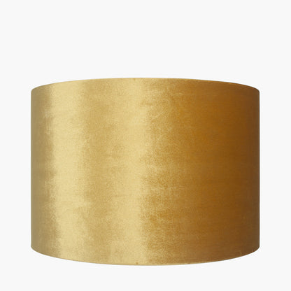 Bow 45cm Mustard Velvet Cylinder Lampshade | Large Mustard Lampshade