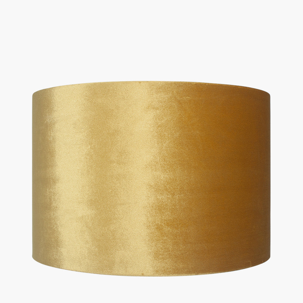 Bow 35cm Mustard Velvet Cylinder Lampshade | Velvet Lampshade