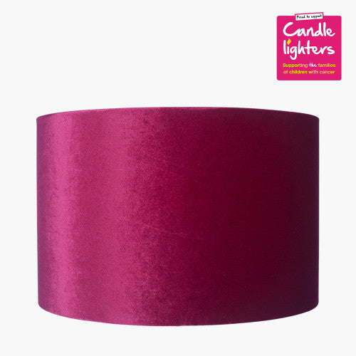 Bow 35cm Raspberry Velvet Cylinder Lampshade | Velvet Lampshade