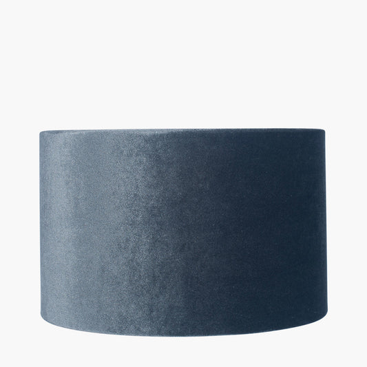 Bow 30cm Slate Velvet Cylinder Lampshade – Elegant Velvet Lighting for Contemporary UK Homes