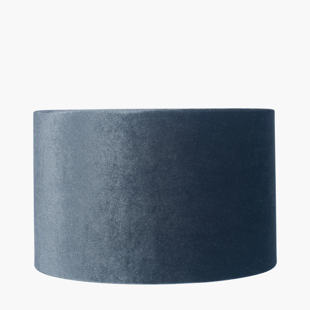 Bow 45cm Slate Velvet Cylinder Lampshade | Large Grey Velvet Lampshade