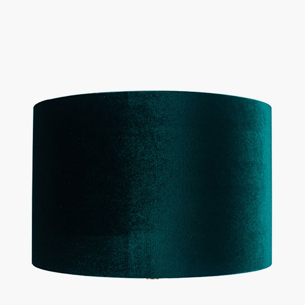 Bow 35cm Forest Green Velvet Cylinder Lampshade | Green Velvet Lampshade