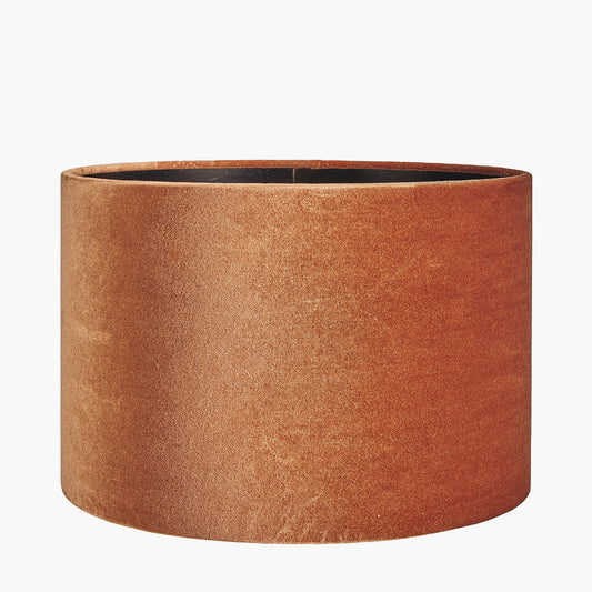 Bow 30cm Tobacco Velvet Cylinder Lampshade – Luxurious Warmth for Modern Interiors