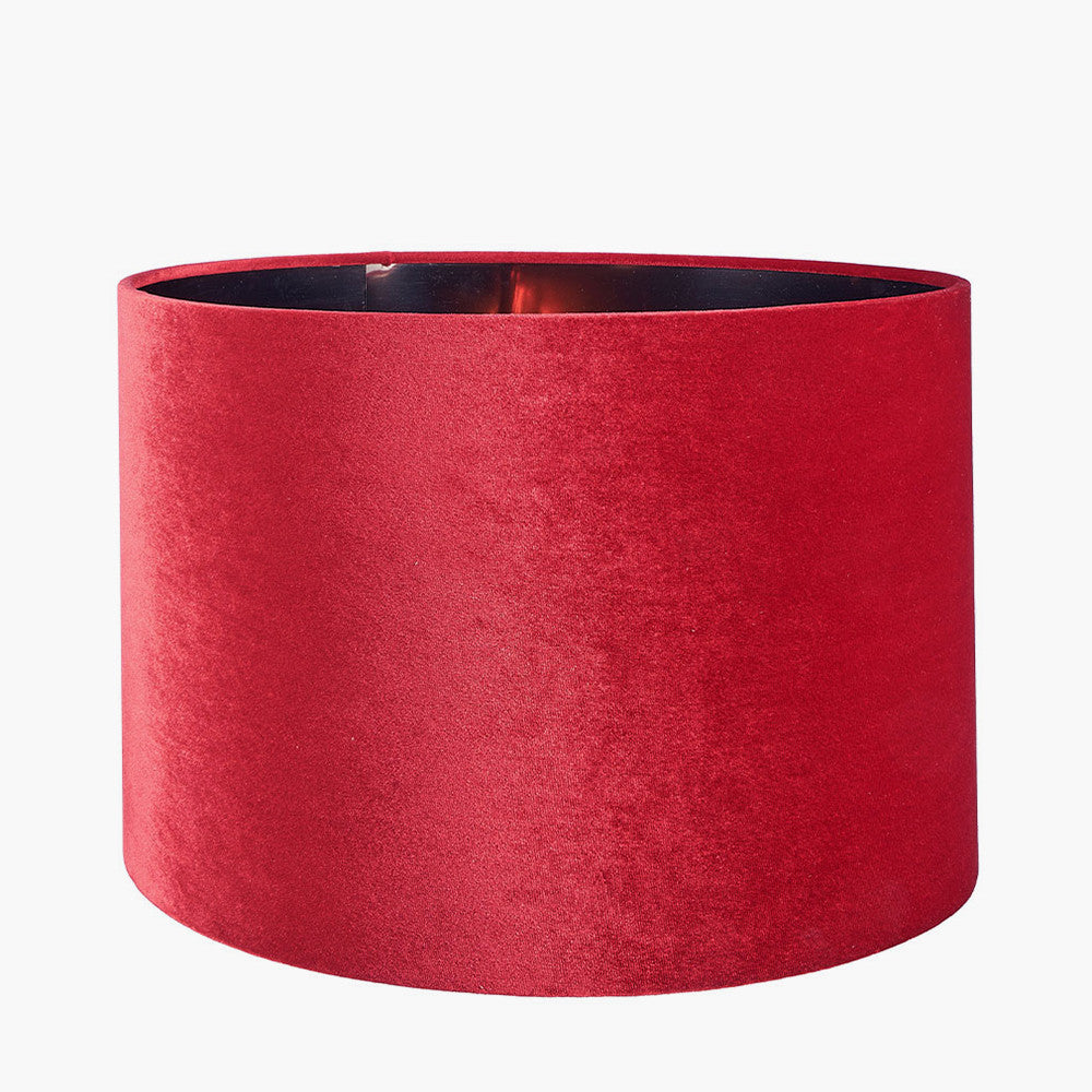 Bow 40cm Red Velvet Cylinder Lampshade