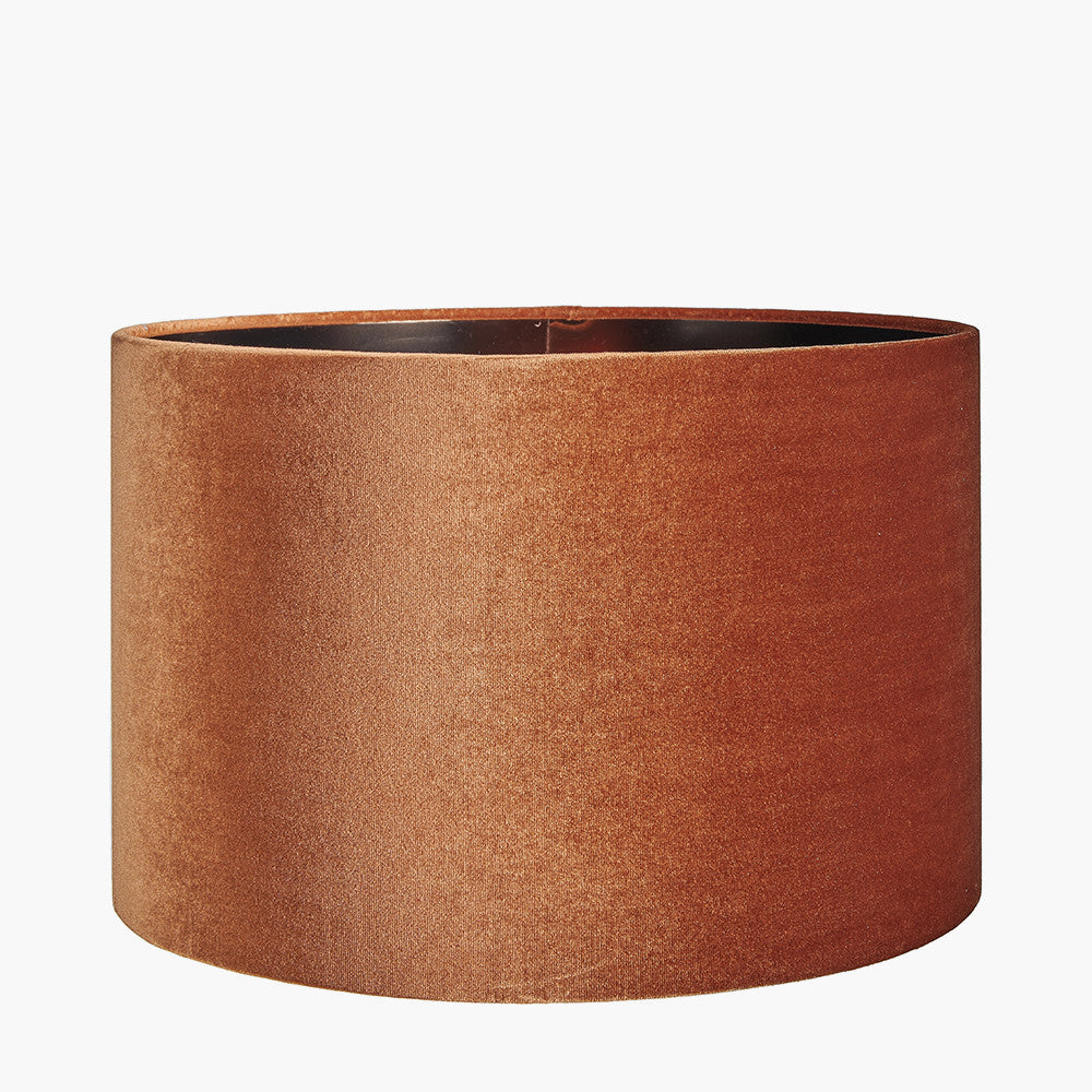 Bow 35cm Tobacco Velvet Cylinder Lampshade | Velvet Lampshade
