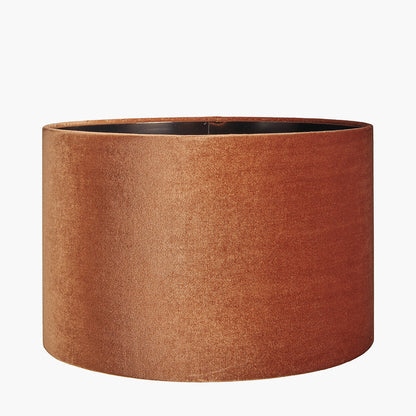Bow 35cm Tobacco Velvet Cylinder Lampshade | Velvet Lampshade