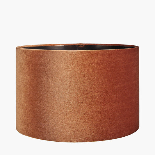 Bow 35cm Tobacco Velvet Cylinder Lampshade | Velvet Lampshade