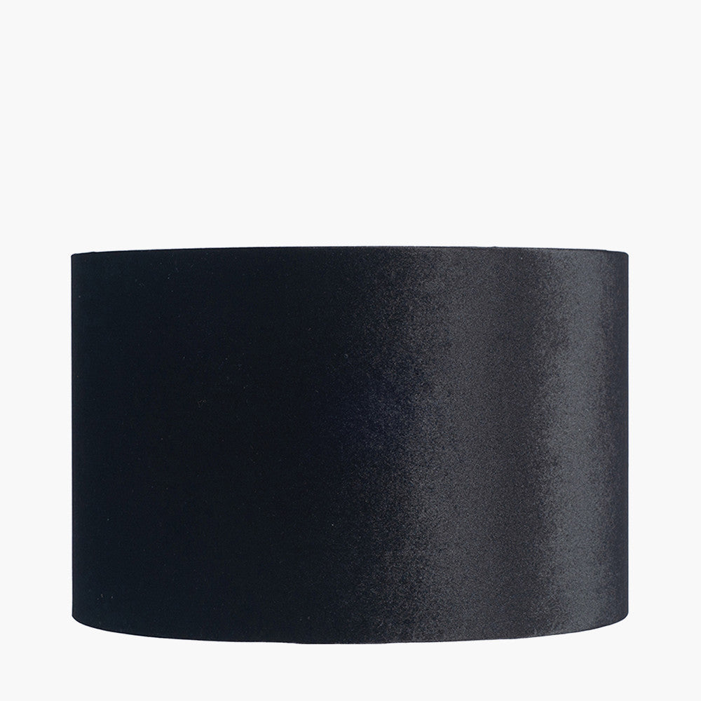 Bow 45cm Black Velvet Cylinder Lampshade | Large Black Lampshade