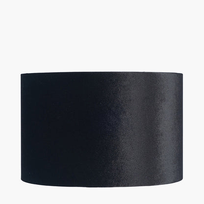 Bow 45cm Black Velvet Cylinder Lampshade | Large Black Lampshade