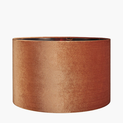 Bow 45cm Tobacco Velvet Cylinder Lampshade | Large Velvet Lampshade