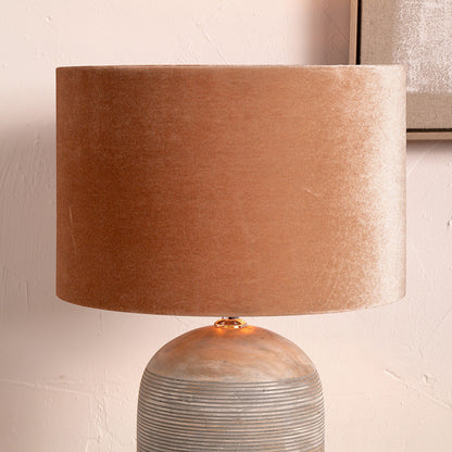Bow 30cm Apricot Velvet Cylinder Lampshade – Elegant Velvet Lighting for Modern UK Homes