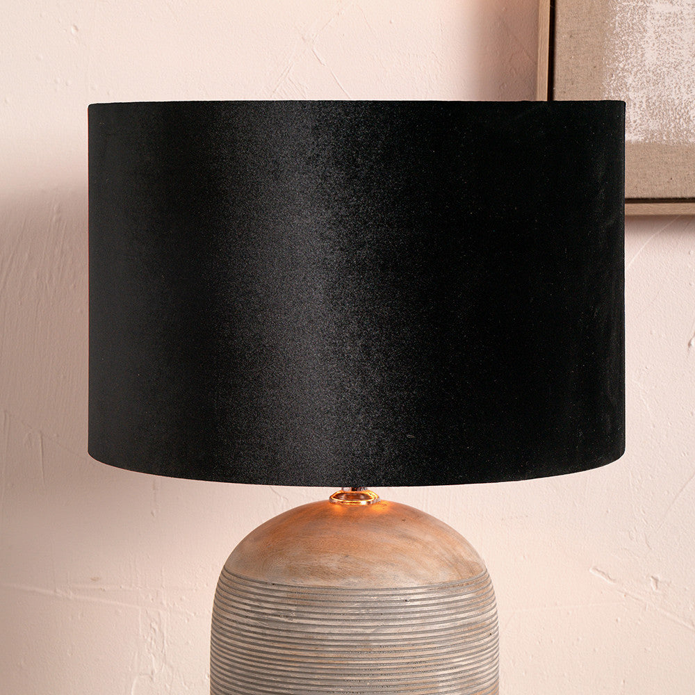 Bow 45cm Black Velvet Cylinder Lampshade | Large Black Lampshade