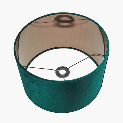 Bow 45cm Forest Green Velvet Cylinder Lampshade | Large Green Lampshade