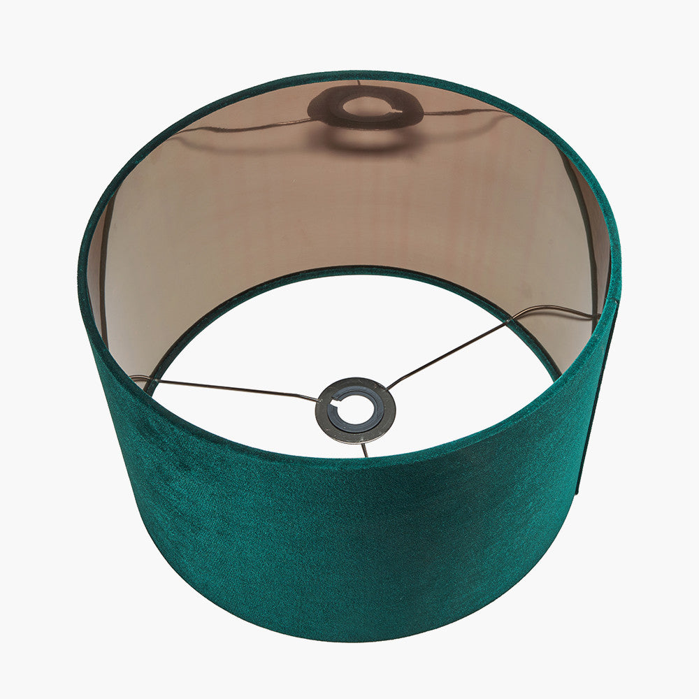 Bow 35cm Forest Green Velvet Cylinder Lampshade | Green Velvet Lampshade