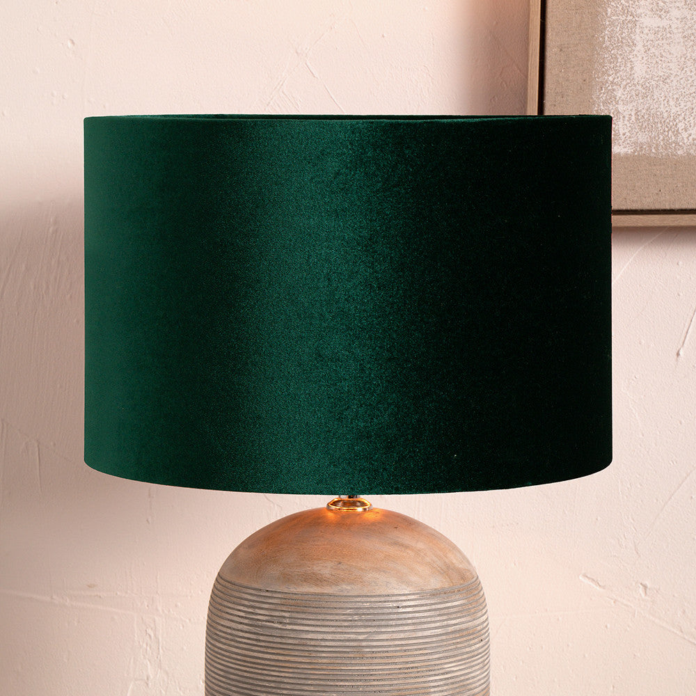 Bow 40cm Forest Green Velvet Cylinder Lampshade
