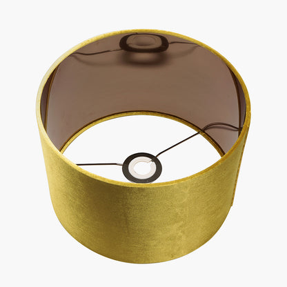 Bow 45cm Mustard Velvet Cylinder Lampshade | Large Mustard Lampshade