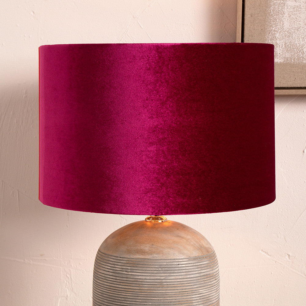 Bow 45cm Raspberry Velvet Cylinder Lampshade | Large Pink Raspberry Lampshade
