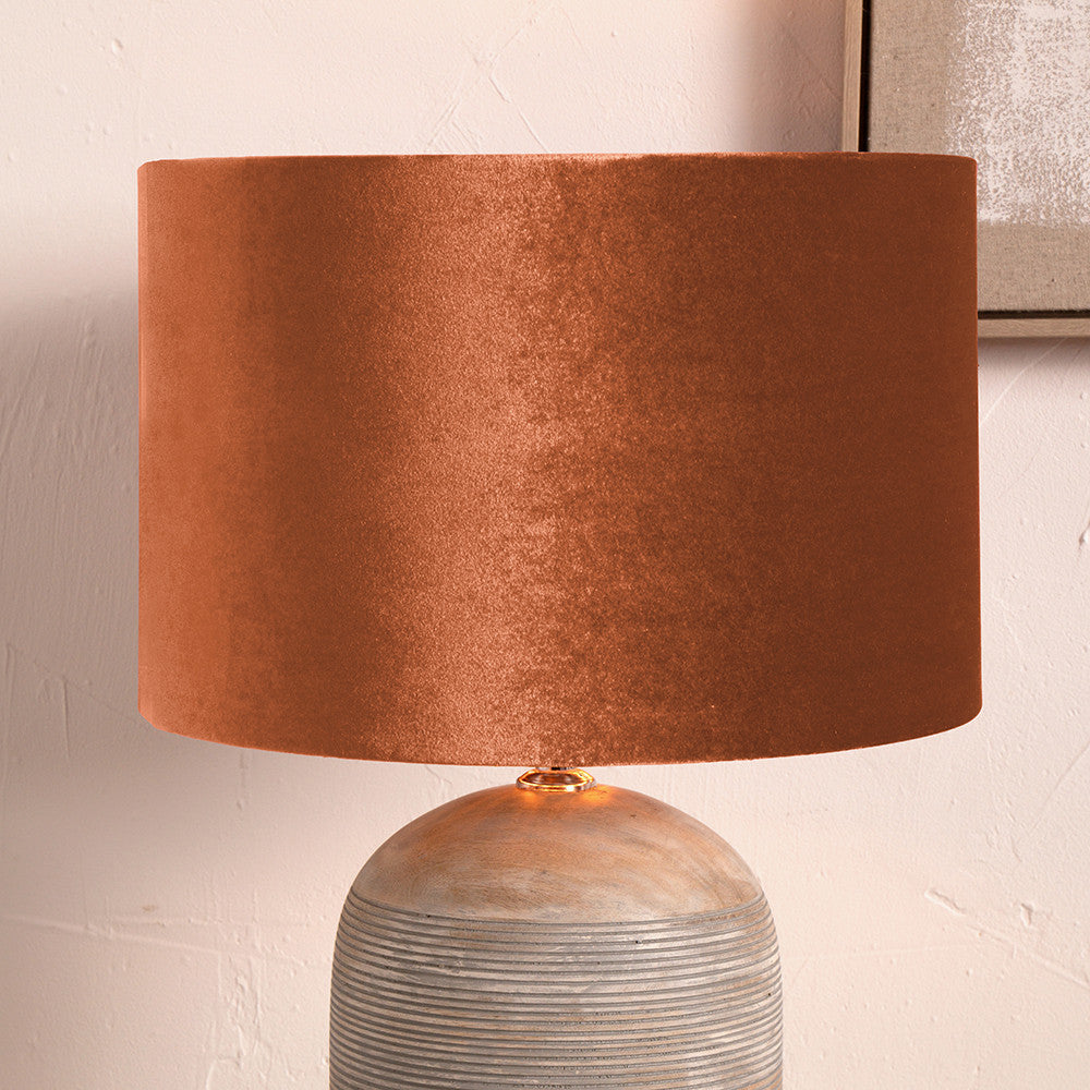 Bow 35cm Tobacco Velvet Cylinder Lampshade | Velvet Lampshade