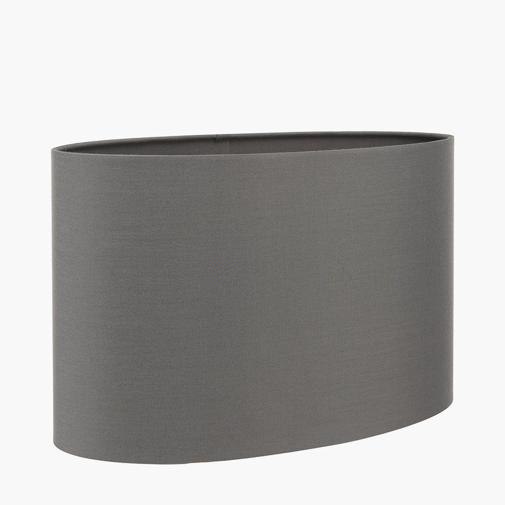 Mia 30cm Steel Grey Oval Cotton Mix Lampshade – Contemporary Elegance and Warm Ambience