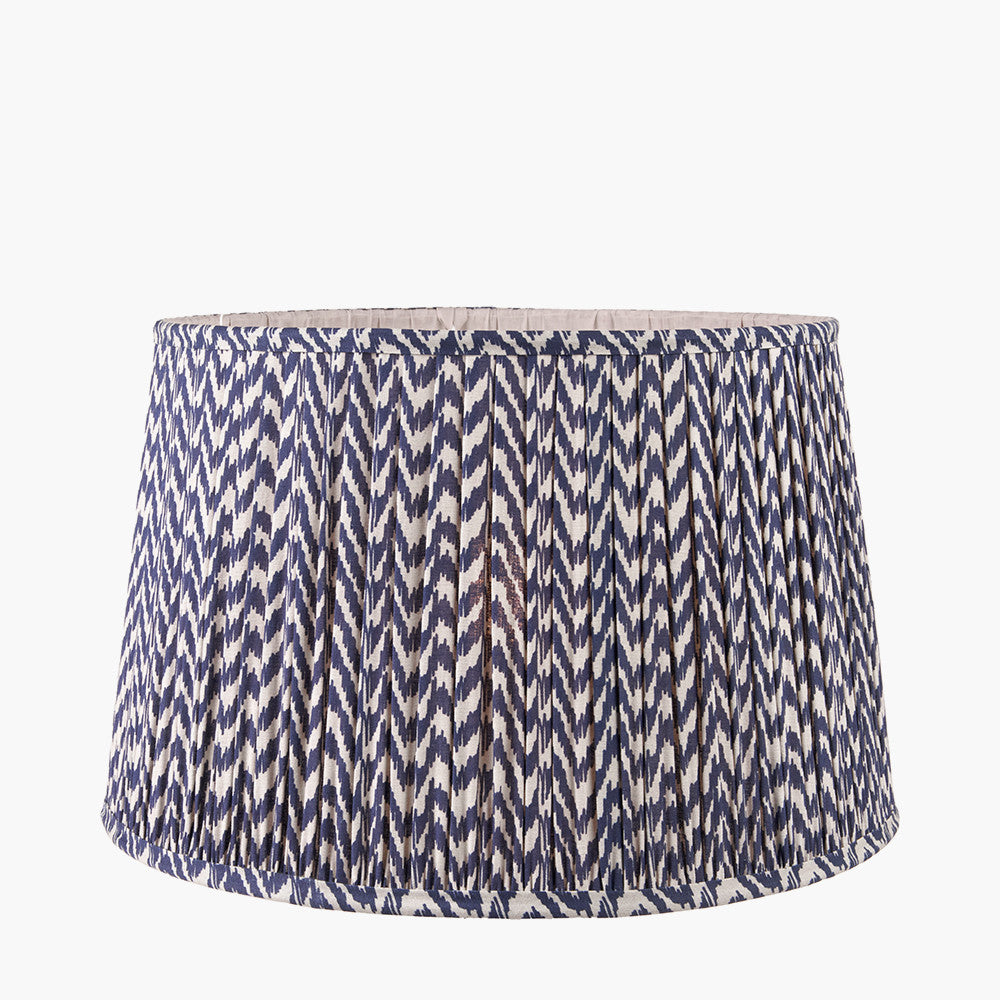 Vienna 40cm Blue Chevron Pleated Lampshade | Ikat-Inspired Shade