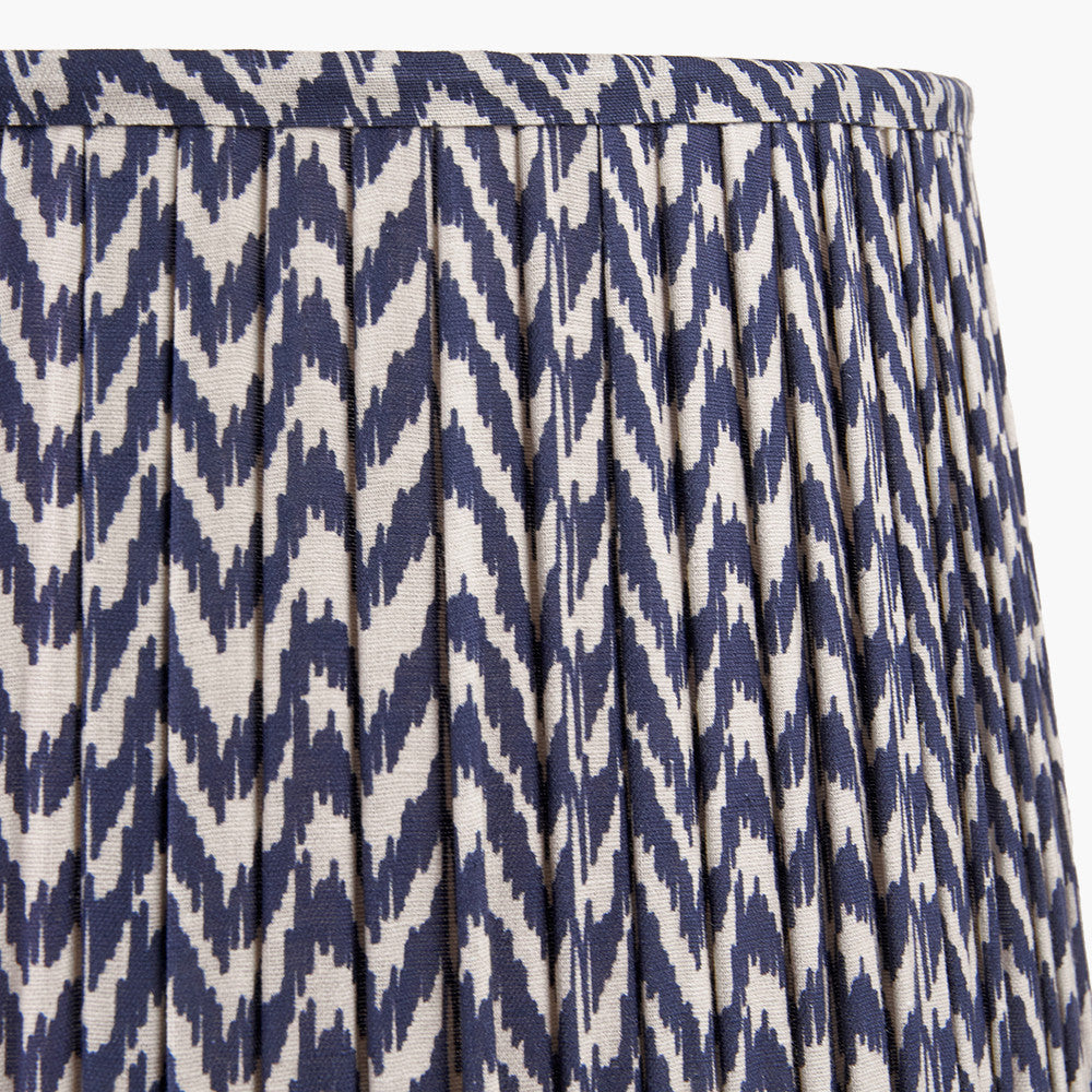 Vienna 40cm Blue Chevron Pleated Lampshade | Ikat-Inspired Shade