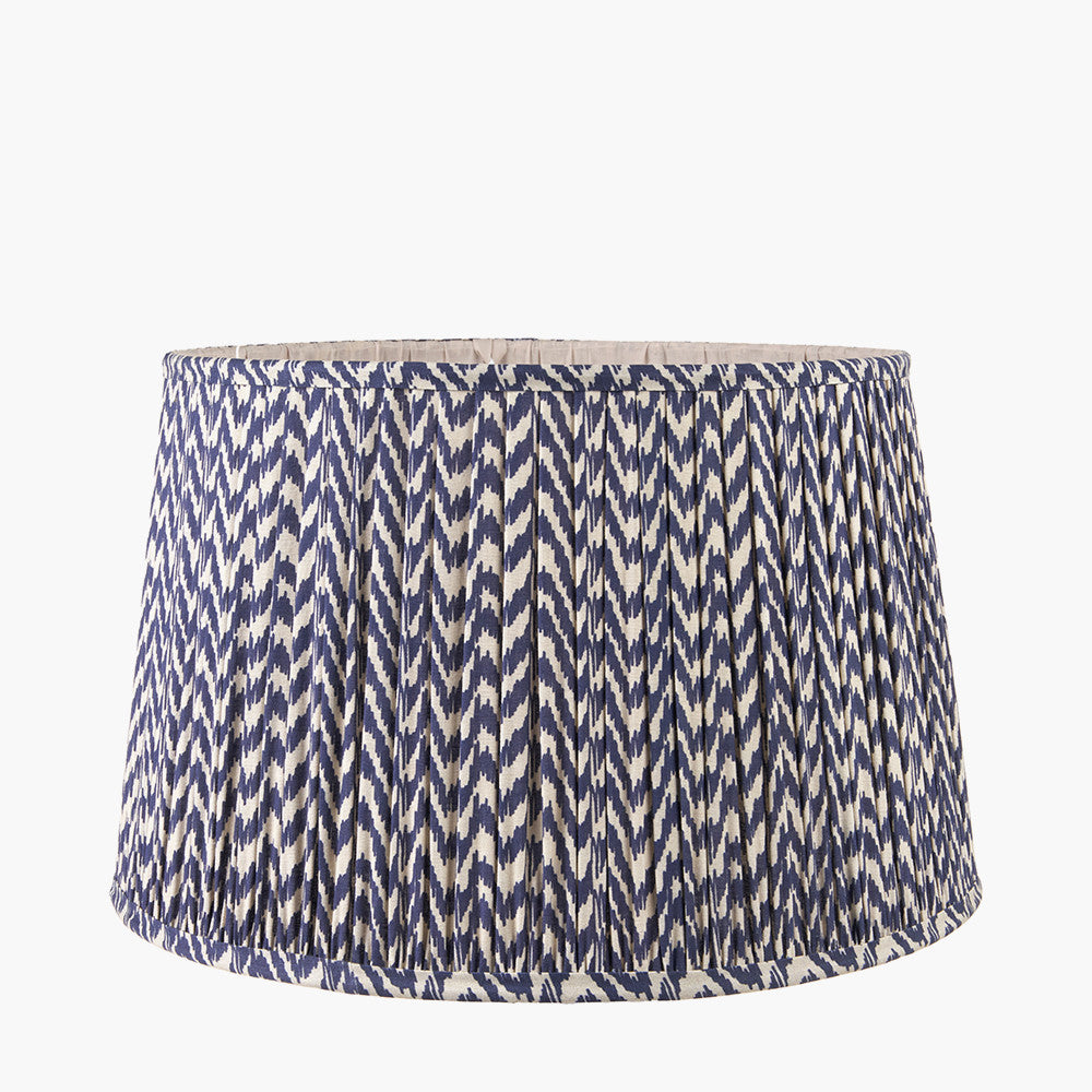 Vienna 40cm Blue Chevron Pleated Lampshade | Ikat-Inspired Shade