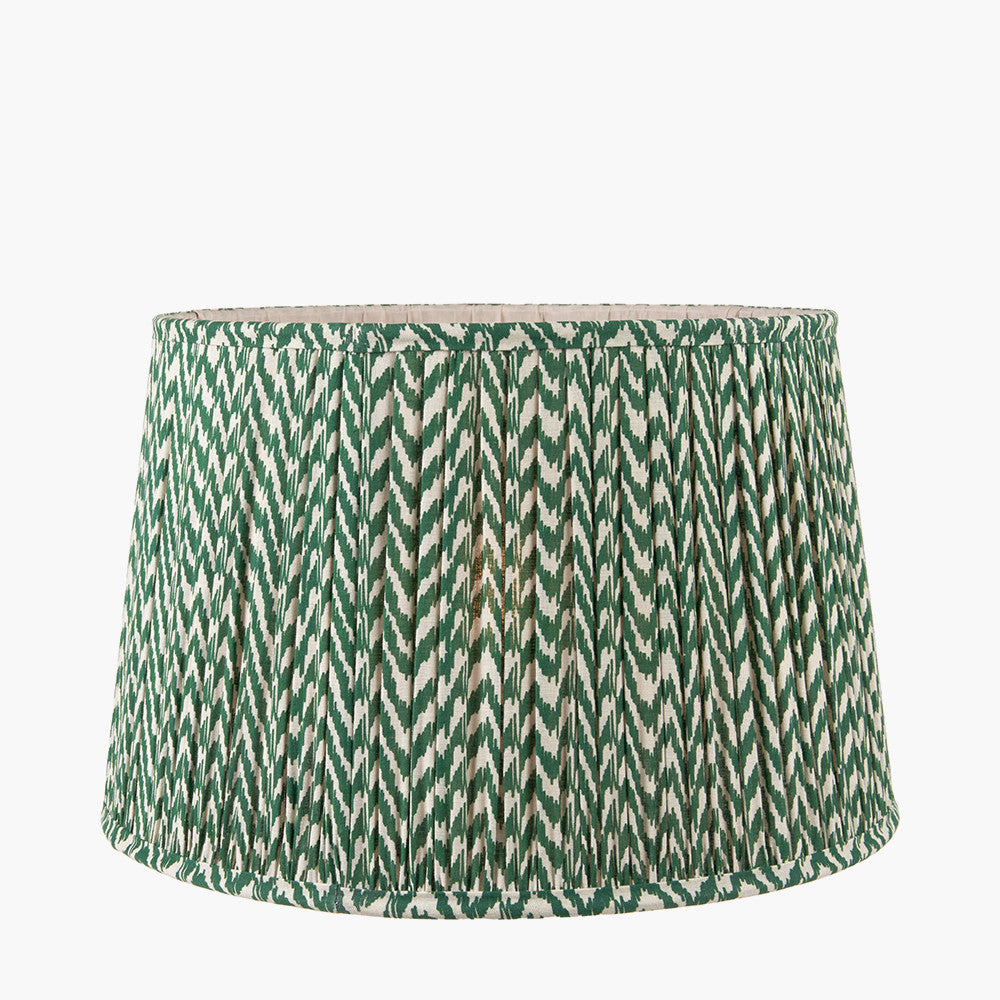 Vienna 40cm Forest Green Chevron Pleated Lampshade | Ikat-Inspired Shade