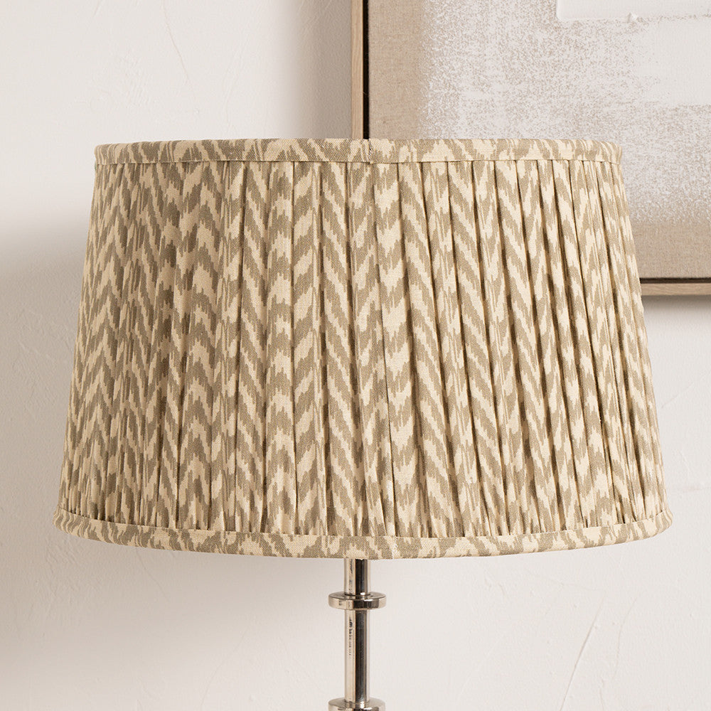Vienna 40cm Taupe Chevron Pleated Lampshade | Ikat-Inspired Shade