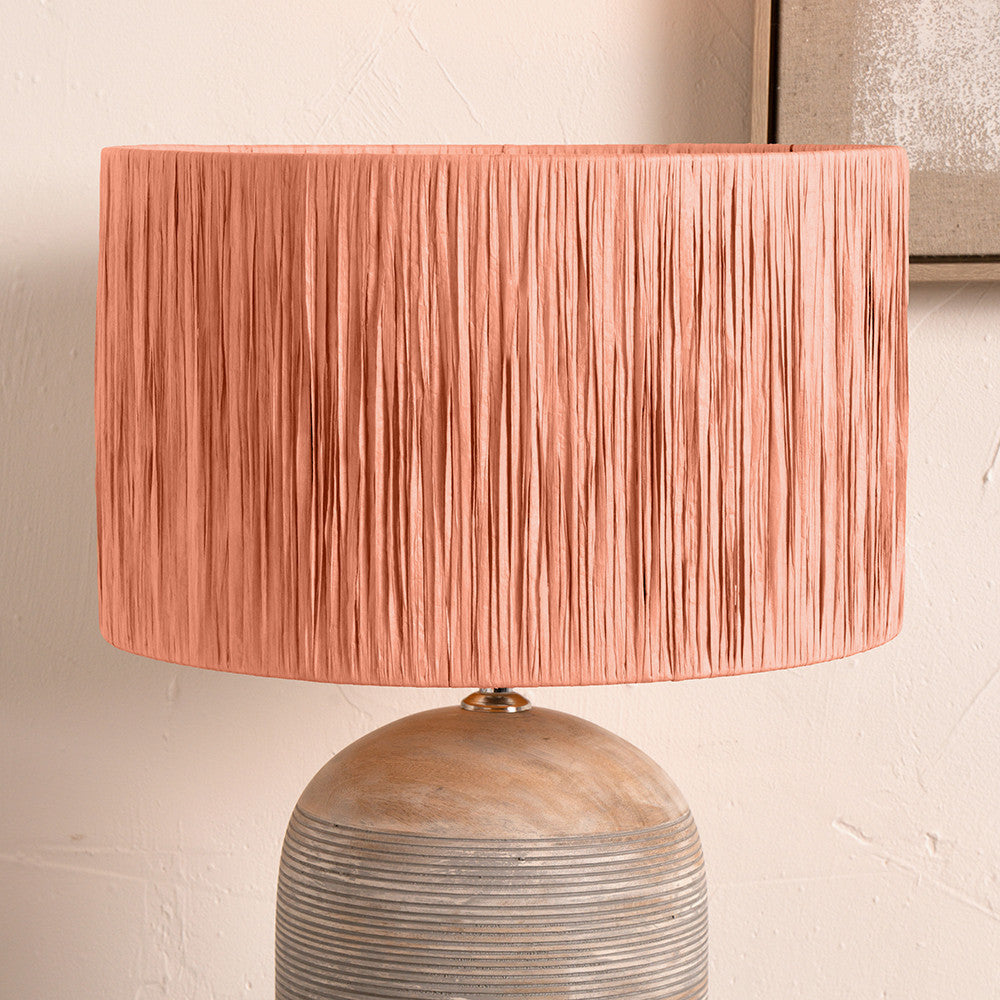 Tilia Apricot Raffia 45cm Cylinder Lampshade | Large Scandi Lampshade