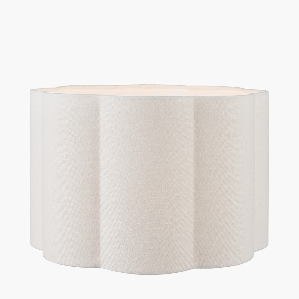 Bloom 30cm White Handloom Scalloped Cylinder Lampshade – Artisan Texture and Contemporary Elegance