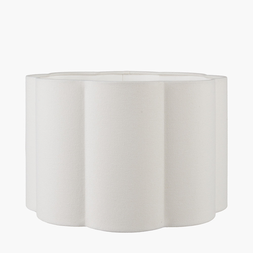 Bloom 35cm White Handloom Scalloped Lampshade | Decorative Cylinder Shade