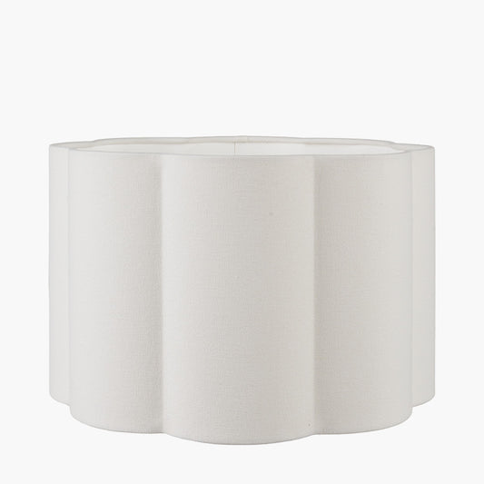 Bloom 35cm White Handloom Scalloped Lampshade | Decorative Cylinder Shade