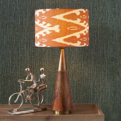 Lars 40cm Cinnamon Ikat Patterned Cylinder Lampshade | Patterned Lampshade