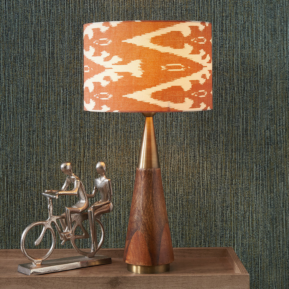 Lars 35cm Cinnamon Ikat Patterned Cylinder Lampshade | Patterned Lampshade
