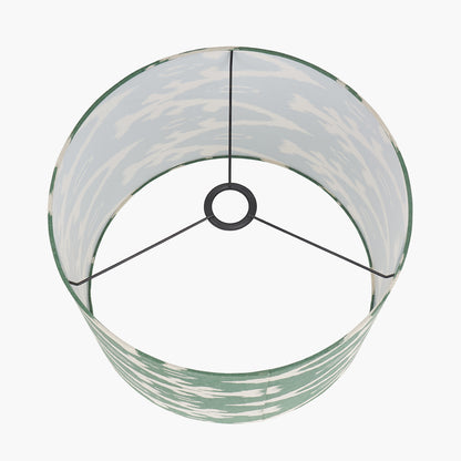 Lars 30cm Racing Green Ikat Patterned Cotton Cylinder Lampshade – Modern Handmade Light Shade for UK Homes