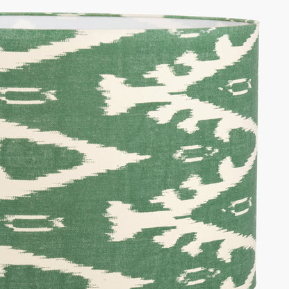 Lars 30cm Racing Green Ikat Patterned Cotton Cylinder Lampshade – Modern Handmade Light Shade for UK Homes