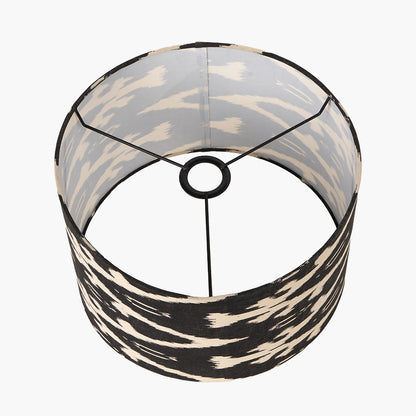 Lars 35cm Black Ikat Patterned Cylinder Lampshade | Patterned Lampshade