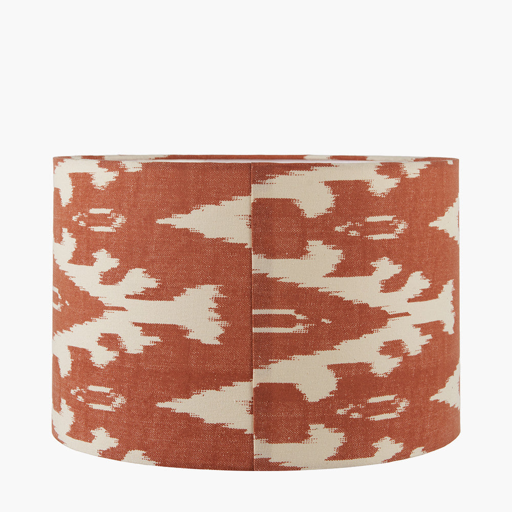 Lars 35cm Cinnamon Ikat Patterned Cylinder Lampshade | Patterned Lampshade