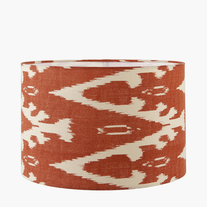 Lars 35cm Cinnamon Ikat Patterned Cylinder Lampshade | Patterned Lampshade