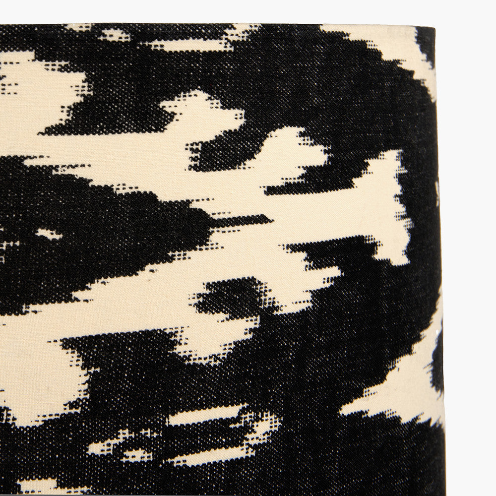 Lars 40cm Black Ikat Cylinder Lampshade | Patterned Lampshade