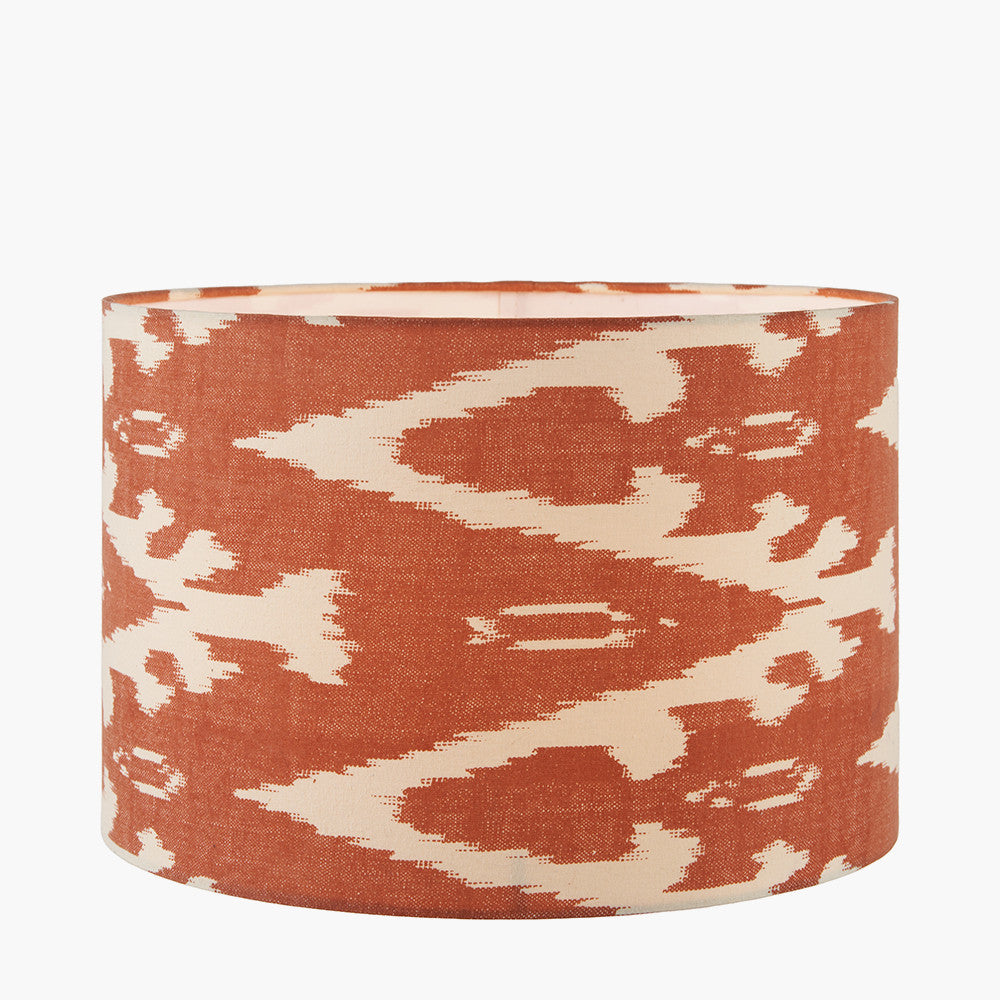 Lars 40cm Cinnamon Ikat Patterned Cylinder Lampshade | Patterned Lampshade