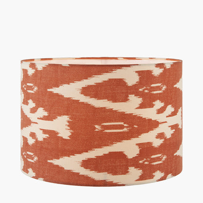Lars 40cm Cinnamon Ikat Patterned Cylinder Lampshade | Patterned Lampshade