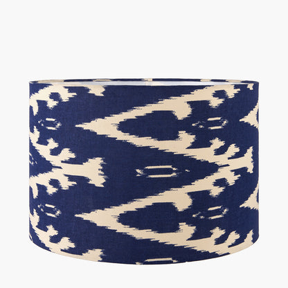 Lars 40cm Ocean Blue Ikat Cylinder Lampshade | Patterned Lampshade