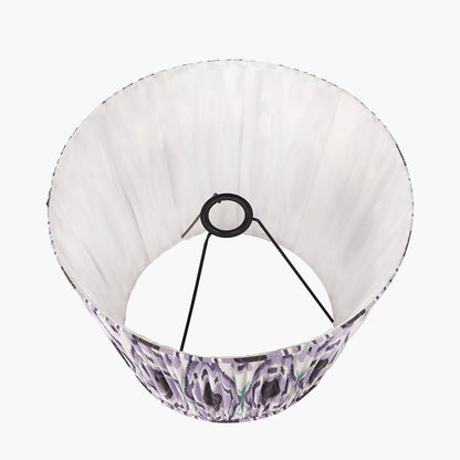 Izara 30cm Lilac Ikat Patterned Mushroom Pleat Tapered Lampshade – Elegant Textured Design
