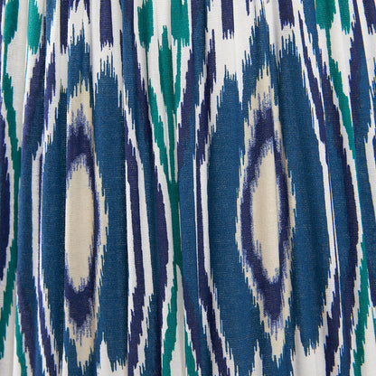 Izara 30cm Ocean Blue Ikat Patterned Mushroom Pleat Tapered Lampshade – Elegant Textured Design