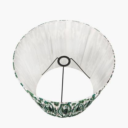 Izara 30cm Racing Green Ikat Patterned Mushroom Pleat Tapered Lampshade