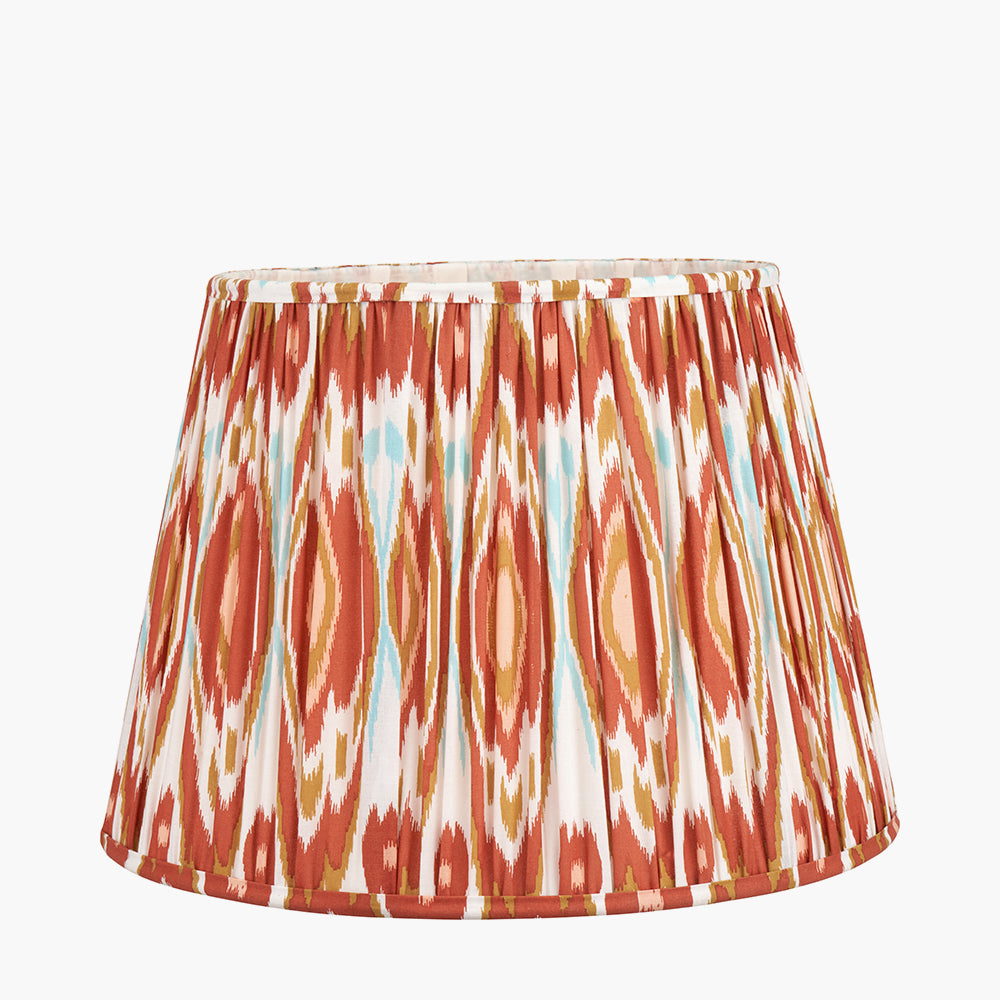 Izara 35cm Cinnamon Ikat Mushroom Pleat Lampshade | Warm Tapered Shade